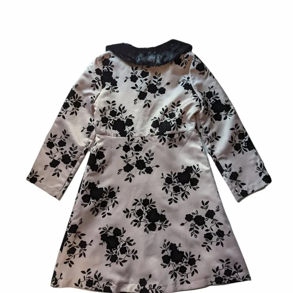 Girls Rare Editions Pink & Black Coat, Size 6
